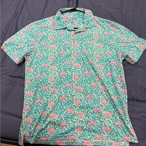 Chubbies Pink Flamingo and Teal Polo Shirt
